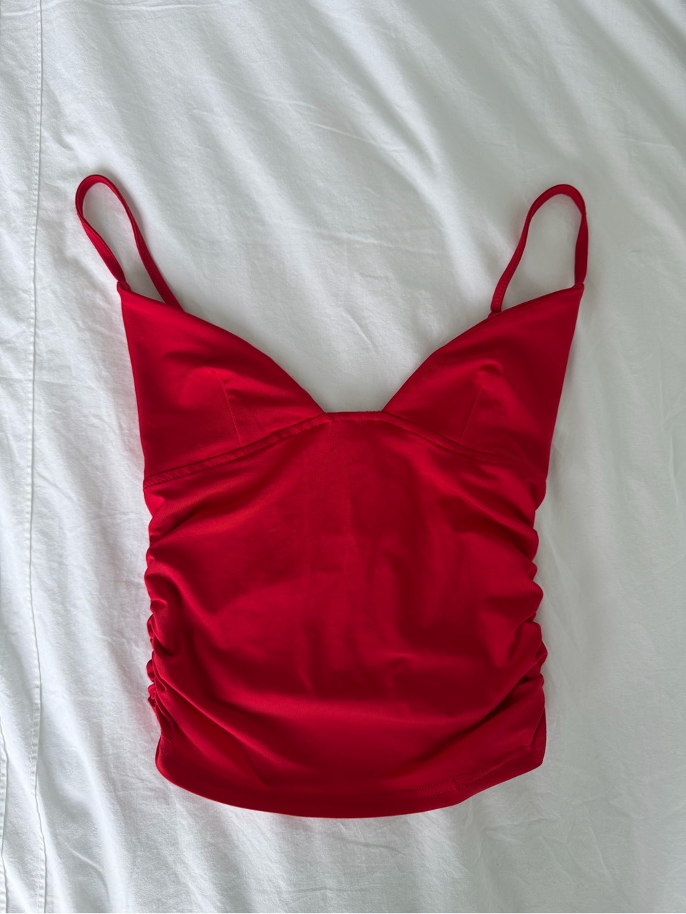 SHEIN Red Ruched Spaghetti Strap Cami